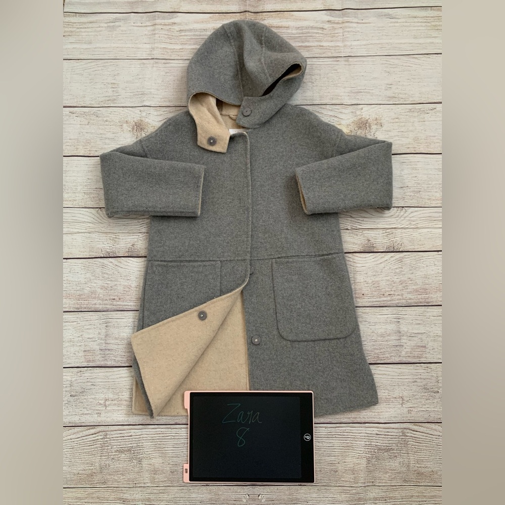 Zara Kids Gray and Tan Hooded Cape